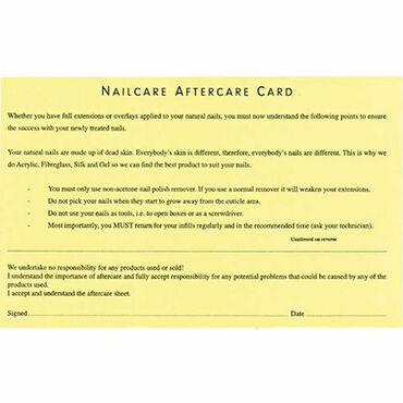 Beauty Express Nail Aftercare Record Cards Pack of 50