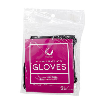 Color Trak Reusable Latex Gloves Black - Large